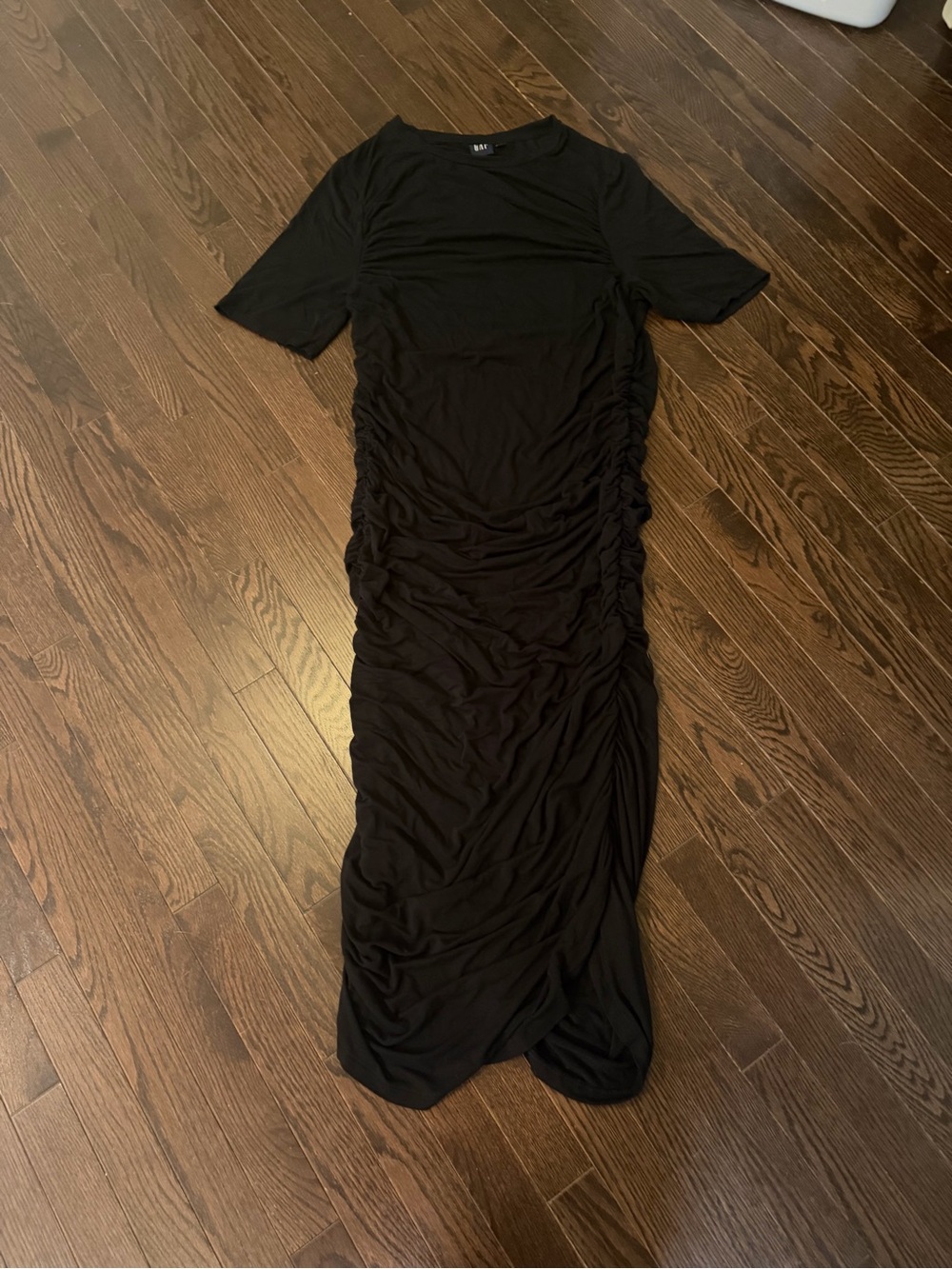 Gap Women's Black Ruched Maxi Dress